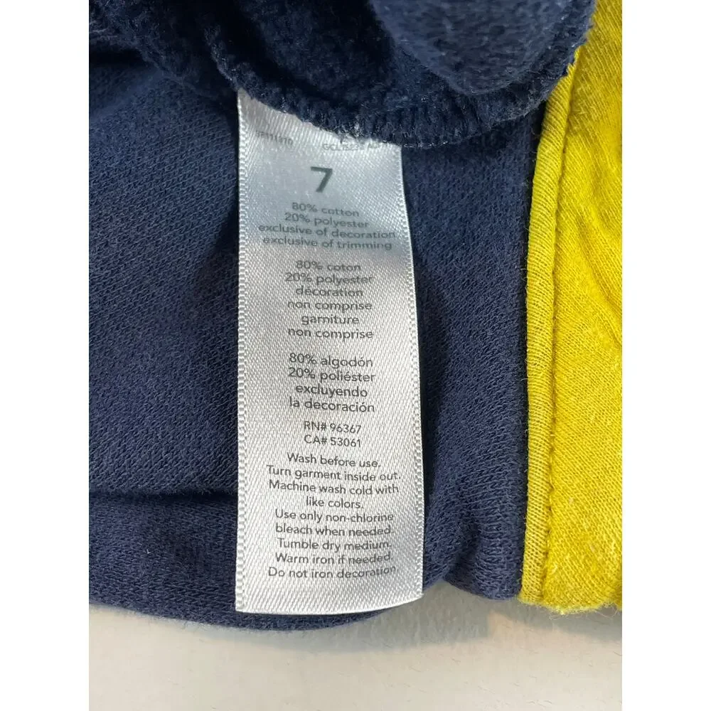 OshKosh Boys Navy Hoodie Yellow Accents Size 7